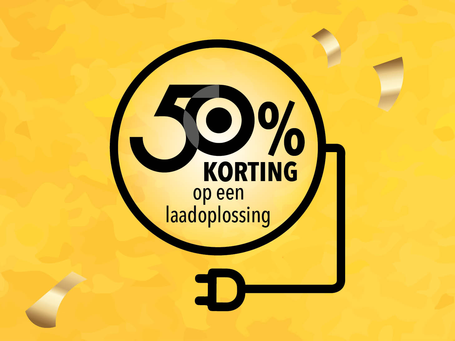 korting op een laadoplossing in een cirkel met stekker